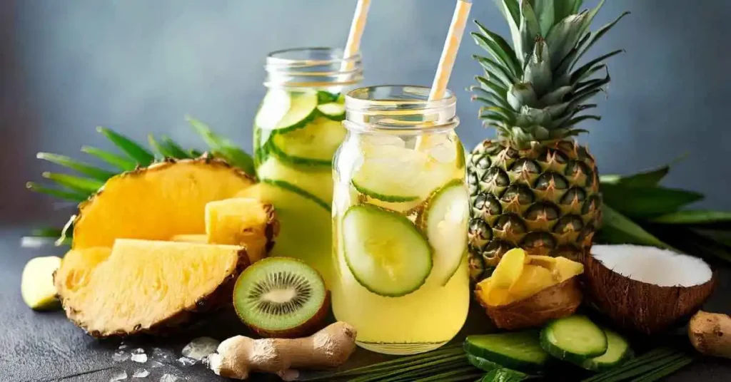 how to do detox drink with pineapple, ginger and coconut water